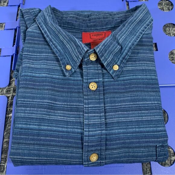 FOUNDRY SUPPLY CO Young Men's Blue Short Sleeve Button Down Shirt 3XL #867 - Picture 8 of 8